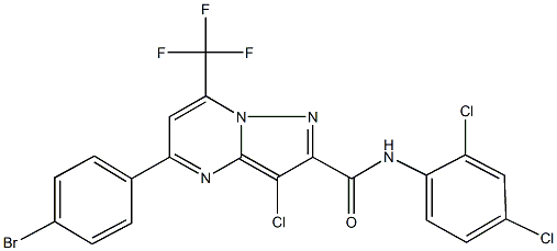 5-(4-bromophenyl)-3-chloro-N-(2,4-dichlorophenyl)-7-(trifluoromethyl)pyrazolo[1,5-a]pyrimidine-2-carboxamide Struktur