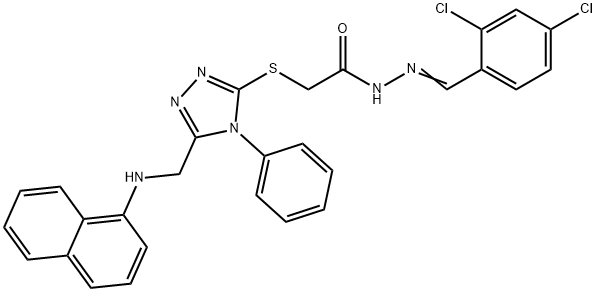 N'-(2,4-dichlorobenzylidene)-2-({5-[(1-naphthylamino)methyl]-4-phenyl-4H-1,2,4-triazol-3-yl}sulfanyl)acetohydrazide Struktur