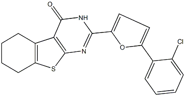 2-[5-(2-chlorophenyl)-2-furyl]-5,6,7,8-tetrahydro[1]benzothieno[2,3-d]pyrimidin-4(3H)-one Struktur