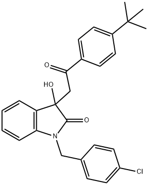 3-[2-(4-tert-butylphenyl)-2-oxoethyl]-1-(4-chlorobenzyl)-3-hydroxy-1,3-dihydro-2H-indol-2-one Struktur