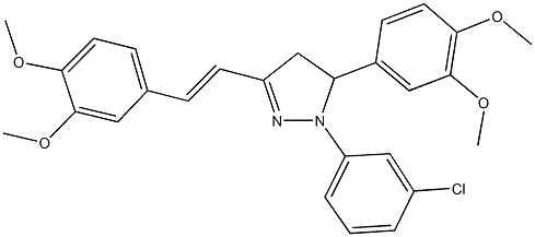 1-(3-chlorophenyl)-5-(3,4-dimethoxyphenyl)-3-[2-(3,4-dimethoxyphenyl)vinyl]-4,5-dihydro-1H-pyrazole Struktur