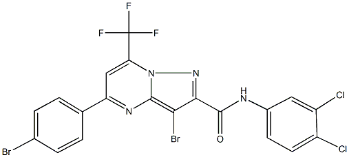 3-bromo-5-(4-bromophenyl)-N-(3,4-dichlorophenyl)-7-(trifluoromethyl)pyrazolo[1,5-a]pyrimidine-2-carboxamide Struktur