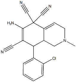 6-amino-8-(2-chlorophenyl)-2-methyl-2,3,8,8a-tetrahydro-5,5,7(1H)-isoquinolinetricarbonitrile Struktur