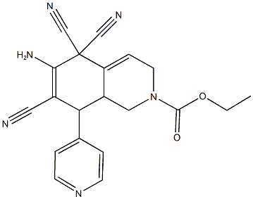 ethyl 6-amino-5,5,7-tricyano-8-(4-pyridinyl)-3,5,8,8a-tetrahydro-2(1H)-isoquinolinecarboxylate Struktur