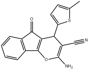 2-amino-4-(5-methyl-2-thienyl)-5-oxo-4,5-dihydroindeno[1,2-b]pyran-3-carbonitrile Struktur