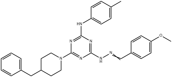 4-methoxybenzaldehyde [4-(4-benzyl-1-piperidinyl)-6-(4-toluidino)-1,3,5-triazin-2-yl]hydrazone Struktur