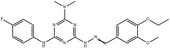 4-ethoxy-3-methoxybenzaldehyde [4-(dimethylamino)-6-(4-fluoroanilino)-1,3,5-triazin-2-yl]hydrazone Struktur