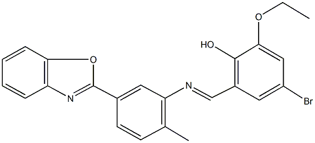 2-({[5-(1,3-benzoxazol-2-yl)-2-methylphenyl]imino}methyl)-4-bromo-6-ethoxyphenol Struktur