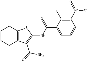 2-({3-nitro-2-methylbenzoyl}amino)-4,5,6,7-tetrahydro-1-benzothiophene-3-carboxamide Struktur