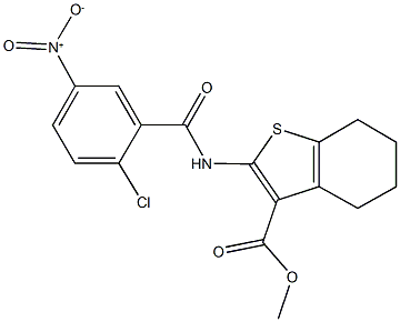 methyl 2-({2-chloro-5-nitrobenzoyl}amino)-4,5,6,7-tetrahydro-1-benzothiophene-3-carboxylate Struktur