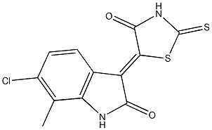 6-chloro-7-methyl-3-(4-oxo-2-thioxo-1,3-thiazolidin-5-ylidene)-1,3-dihydro-2H-indol-2-one Struktur