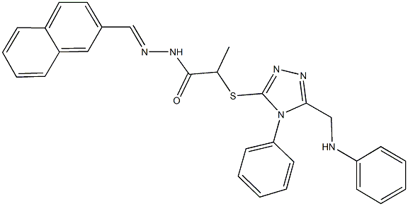 2-{[5-(anilinomethyl)-4-phenyl-4H-1,2,4-triazol-3-yl]sulfanyl}-N'-(2-naphthylmethylene)propanohydrazide Struktur