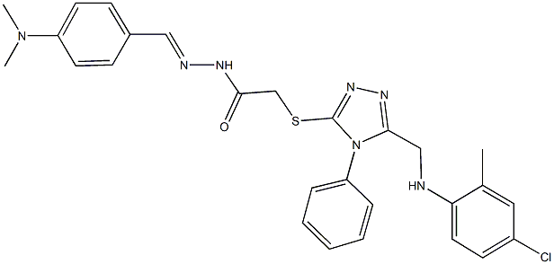 2-({5-[(4-chloro-2-methylanilino)methyl]-4-phenyl-4H-1,2,4-triazol-3-yl}sulfanyl)-N'-[4-(dimethylamino)benzylidene]acetohydrazide Struktur