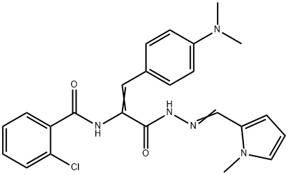 2-chloro-N-[2-[4-(dimethylamino)phenyl]-1-({2-[(1-methyl-1H-pyrrol-2-yl)methylene]hydrazino}carbonyl)vinyl]benzamide Struktur