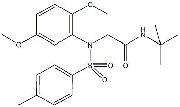 N-(tert-butyl)-2-{2,5-dimethoxy[(4-methylphenyl)sulfonyl]anilino}acetamide Struktur