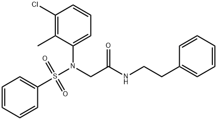 2-[3-chloro-2-methyl(phenylsulfonyl)anilino]-N-(2-phenylethyl)acetamide Struktur