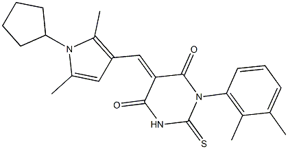 5-[(1-cyclopentyl-2,5-dimethyl-1H-pyrrol-3-yl)methylene]-1-(2,3-dimethylphenyl)-2-thioxodihydro-4,6(1H,5H)-pyrimidinedione Struktur