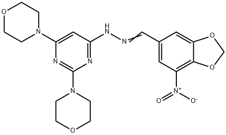 7-nitro-1,3-benzodioxole-5-carbaldehyde (2,6-dimorpholin-4-ylpyrimidin-4-yl)hydrazone Struktur