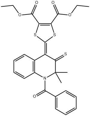 diethyl 2-(1-benzoyl-2,2-dimethyl-3-thioxo-2,3-dihydro-4(1H)-quinolinylidene)-1,3-dithiole-4,5-dicarboxylate Struktur