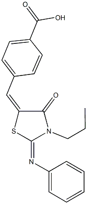 4-{[4-oxo-2-(phenylimino)-3-propyl-1,3-thiazolidin-5-ylidene]methyl}benzoic acid Struktur