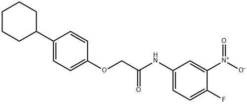 2-(4-cyclohexylphenoxy)-N-{4-fluoro-3-nitrophenyl}acetamide Struktur