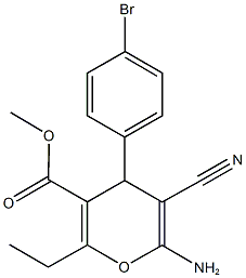 methyl 6-amino-4-(4-bromophenyl)-5-cyano-2-ethyl-4H-pyran-3-carboxylate Struktur