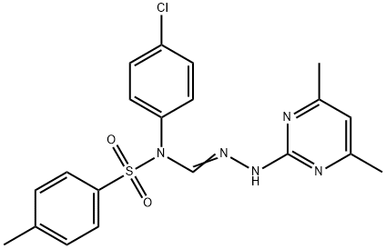 2-{[{4-chloro[(4-methylphenyl)sulfonyl]anilino}(imino)methyl]amino}-4,6-dimethylpyrimidine Struktur