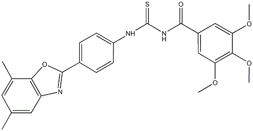 N-[4-(5,7-dimethyl-1,3-benzoxazol-2-yl)phenyl]-N'-(3,4,5-trimethoxybenzoyl)thiourea Struktur