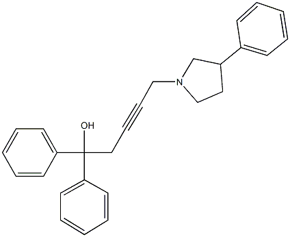 1,1-diphenyl-5-(3-phenyl-1-pyrrolidinyl)-3-pentyn-1-ol Struktur