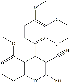 methyl 6-amino-5-cyano-2-ethyl-4-(2,3,4-trimethoxyphenyl)-4H-pyran-3-carboxylate Struktur