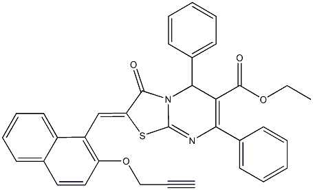 ethyl 3-oxo-5,7-diphenyl-2-{[2-(2-propynyloxy)-1-naphthyl]methylene}-2,3-dihydro-5H-[1,3]thiazolo[3,2-a]pyrimidine-6-carboxylate Struktur