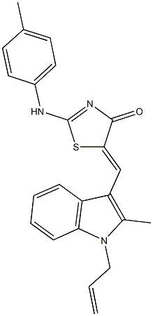 5-[(1-allyl-2-methyl-1H-indol-3-yl)methylene]-2-(4-toluidino)-1,3-thiazol-4(5H)-one Struktur