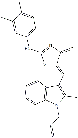 5-[(1-allyl-2-methyl-1H-indol-3-yl)methylene]-2-(3,4-dimethylanilino)-1,3-thiazol-4(5H)-one Struktur