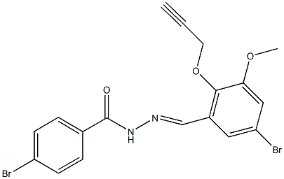 4-bromo-N'-[5-bromo-3-methoxy-2-(2-propynyloxy)benzylidene]benzohydrazide Struktur