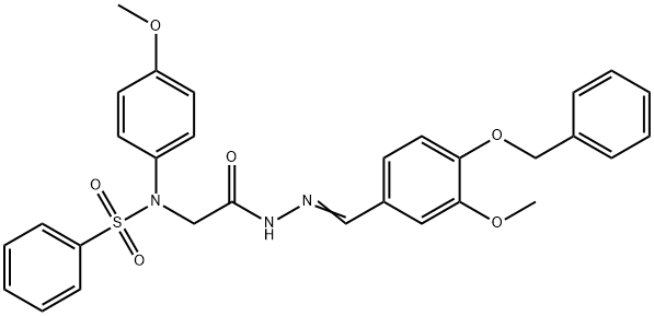 N-(2-{2-[4-(benzyloxy)-3-methoxybenzylidene]hydrazino}-2-oxoethyl)-N-(4-methoxyphenyl)benzenesulfonamide Struktur