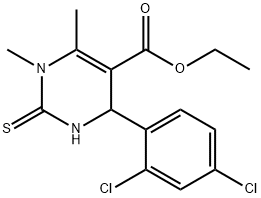 ethyl 4-(2,4-dichlorophenyl)-1,6-dimethyl-2-thioxo-1,2,3,4-tetrahydro-5-pyrimidinecarboxylate Struktur