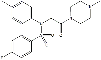 4-fluoro-N-(4-methylphenyl)-N-[2-(4-methyl-1-piperazinyl)-2-oxoethyl]benzenesulfonamide Struktur