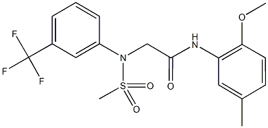 N-(2-methoxy-5-methylphenyl)-2-[(methylsulfonyl)-3-(trifluoromethyl)anilino]acetamide Struktur