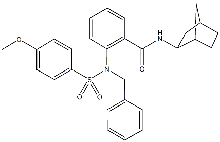 2-{benzyl[(4-methoxyphenyl)sulfonyl]amino}-N-bicyclo[2.2.1]hept-2-ylbenzamide Struktur