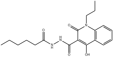 N'-hexanoyl-4-hydroxy-2-oxo-1-propyl-1,2-dihydro-3-quinolinecarbohydrazide Struktur