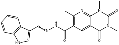 N'-(1H-indol-3-ylmethylene)-1,3,7-trimethyl-2,4-dioxo-1,2,3,4-tetrahydropyrido[2,3-d]pyrimidine-6-carbohydrazide Struktur