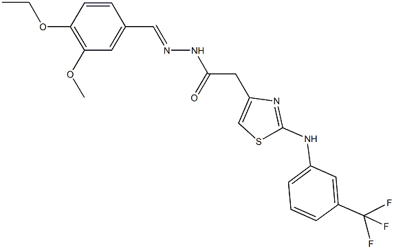 N'-(4-ethoxy-3-methoxybenzylidene)-2-{2-[3-(trifluoromethyl)anilino]-1,3-thiazol-4-yl}acetohydrazide Struktur