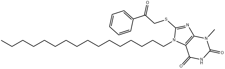 7-hexadecyl-3-methyl-8-[(2-oxo-2-phenylethyl)sulfanyl]-3,7-dihydro-1H-purine-2,6-dione Struktur