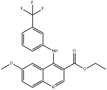 ethyl 6-methoxy-4-[3-(trifluoromethyl)anilino]-3-quinolinecarboxylate Struktur