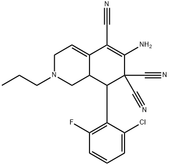 6-amino-8-(2-chloro-6-fluorophenyl)-2-propyl-2,3,8,8a-tetrahydroisoquinoline-5,7,7(1H)-tricarbonitrile Struktur