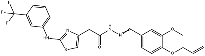 N'-[4-(allyloxy)-3-methoxybenzylidene]-2-{2-[3-(trifluoromethyl)anilino]-1,3-thiazol-4-yl}acetohydrazide Struktur