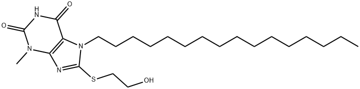 7-hexadecyl-8-[(2-hydroxyethyl)sulfanyl]-3-methyl-3,7-dihydro-1H-purine-2,6-dione Struktur