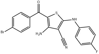 4-amino-5-(4-bromobenzoyl)-2-(4-fluoroanilino)thiophene-3-carbonitrile Struktur