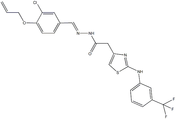 N'-[4-(allyloxy)-3-chlorobenzylidene]-2-{2-[3-(trifluoromethyl)anilino]-1,3-thiazol-4-yl}acetohydrazide Struktur