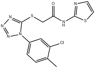 2-{[1-(3-chloro-4-methylphenyl)-1H-tetraazol-5-yl]sulfanyl}-N-(1,3-thiazol-2-yl)acetamide Struktur